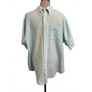 Blue and White Pre Owned Brooks Brothers Est 1818 Irish Linen Men's Button Up